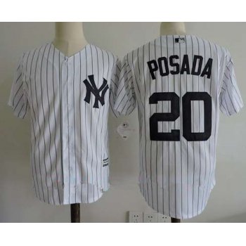 Men's New York Yankees #20 Jorge Posada Retired White Home Stitched MLB Majestic Cool Base Jersey