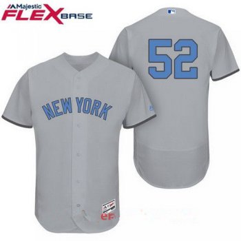 Men's New York Yankees #52 C.C. Sabathia Gray With Baby Blue Father's Day Stitched MLB Majestic Flex Base Jersey