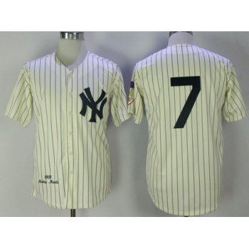 Men's New York Yankees #7 Mickey Mantle Cream Pinstripe 1951 Throwback Cooperstown Collection Stitched MLB Mitchell & Ness Jersey