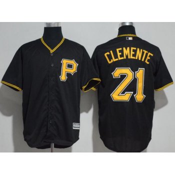 Men's Pittsburgh Pirates #21 Roberto Clemente Retired Black Stitched MLB Majestic Cool Base Jersey