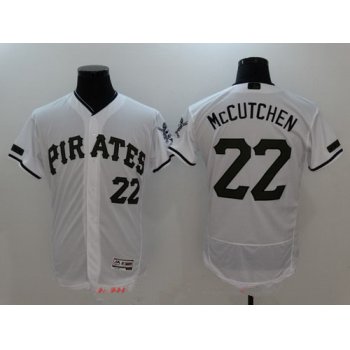 Men's Pittsburgh Pirates #22 Andrew McCutchen White with Green Memorial Day Stitched MLB Majestic Flex Base Jersey