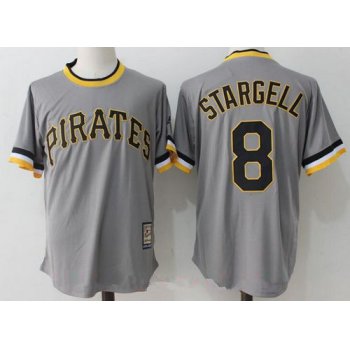 Men's Pittsburgh Pirates #8 Willie Stargell Retired Gray Pullover Stitched MLB Majestic Cooperstown Collection Jersey