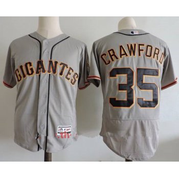 Men's San Francisco Giants #35 Brandon Crawford Gray Gigantes Stitched MLB Majestic Flex Base Jersey