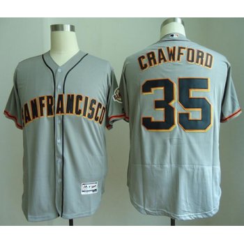 Men's San Francisco Giants #35 Brandon Crawford Gray Road Stitched MLB Majestic Flex Base Jersey