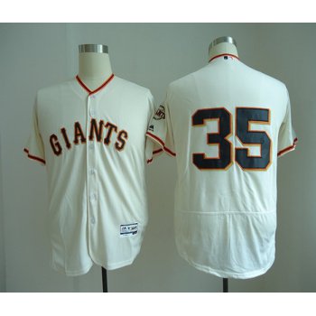 Men's San Francisco Giants #35 Brandon Crawford No Name Cream Home Stitched MLB Majestic Flex Base Jersey