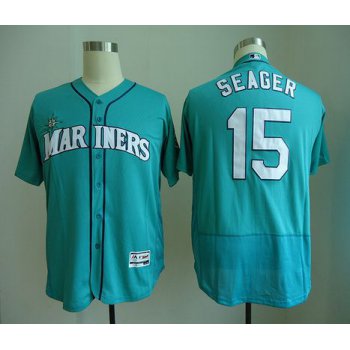 Men's Seattle Mariners #15 Kyle Seager Teal Green Stitched MLB Majestic Flex Base Jersey