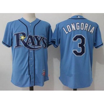 Men's Tampa Bay Rays #3 Evan Longoria Light Blue Alternate Stitched MLB Majestic Cool Base Jersey