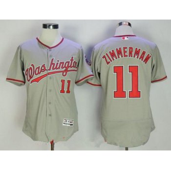 Men's Washington Nationals #11 Ryan Zimmerman Gray Road Stitched MLB Majestic Flex Base Jersey