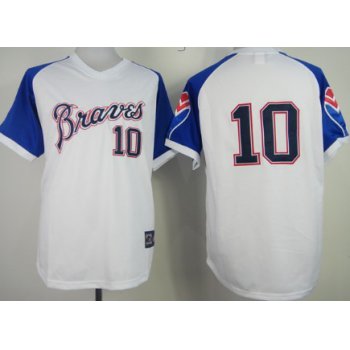 Atlanta Braves #10 Chipper Jones 1974 White Throwback Jersey