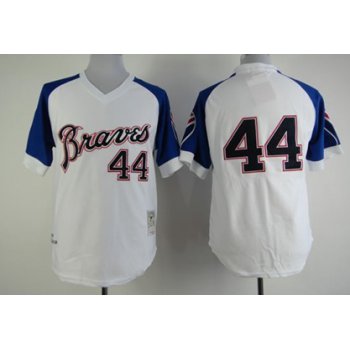 Atlanta Braves #44 Hank Aaron 1974 White Throwback Jersey