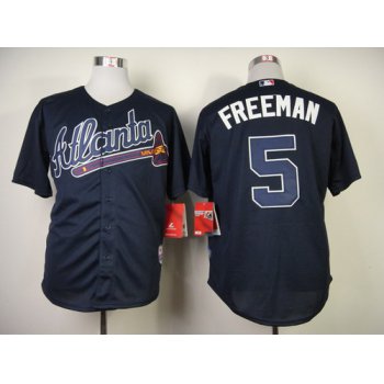 Atlanta Braves #5 Freddie Freeman Navy Blue Jersey