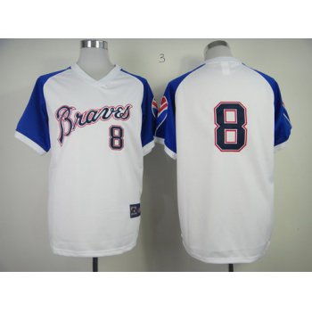 Atlanta Braves #8 Bob Uecker 1974 White Throwback Jersey