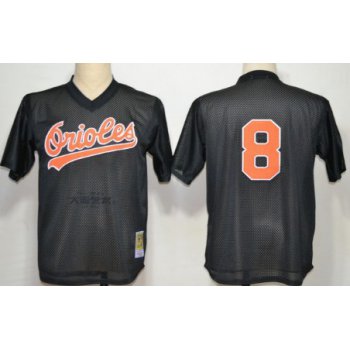 Baltimore Orioles #8 Cal Ripken Mesh BP Black Throwback Jersey