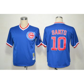 Chicago Cubs #10 Ron Santo 1984 Blue Throwback Jersey