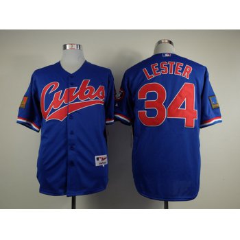 Chicago Cubs #34 Jon Lester 1994 Blue Jersey