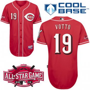 Cincinnati Reds #19 Joey Votto 2015 All-Star Patch Red Jersey