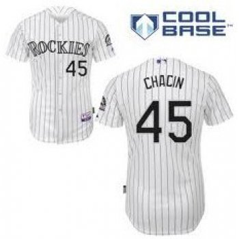 Colorado Rockies #45 Jhoulys Chacin White Jersey