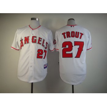 LA Angels of Anaheim #27 Mike Trout White Jersey