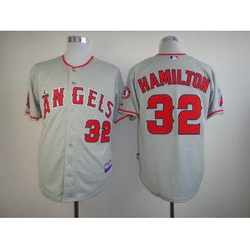 LA Angels of Anaheim #32 Josh Hamilton Gray Jersey