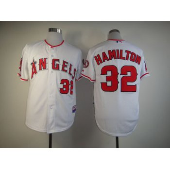 LA Angels of Anaheim #32 Josh Hamilton White Jersey