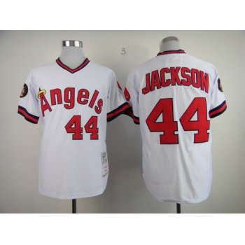 LA Angels of Anaheim #44 Reggie Jackson 1982 White Throwback Jersey