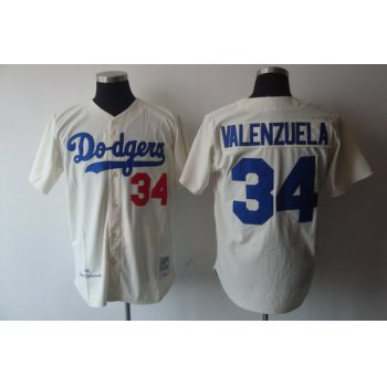 Los Angeles Dodgers #34 Fernando Valenzuela 1981 Cream Throwback Jersey