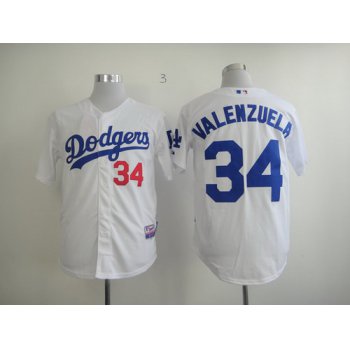 Los Angeles Dodgers #34 Fernando Valenzuela White Cool Base Jersey