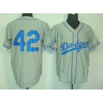 Los Angeles Dodgers #42 Jackie Robinson 1955 Gray Throwback Jersey