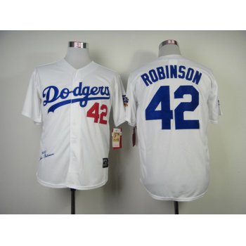 Los Angeles Dodgers #42 Jackie Robinson 1955 Hall of Fame White Throwback Jersey