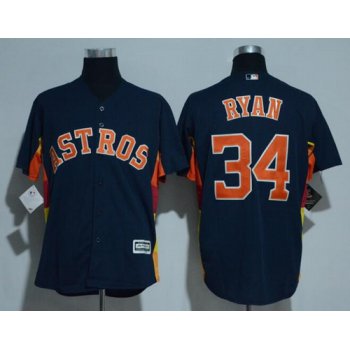 Men's Houston Astros #34 Nolan Ryan Retired Navy Blue Stitched MLB Majestic Cool Base Jersey