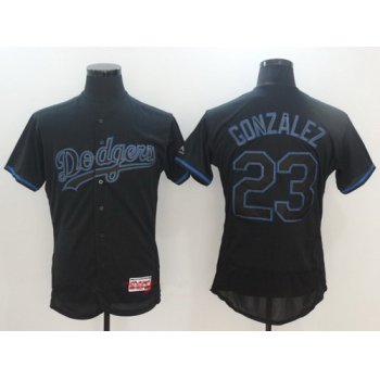 Men's Los Angeles Dodgers #23 Adrian Gonzalez Lights Out Black Fashion Stitched MLB Majestic Flex Base Jersey