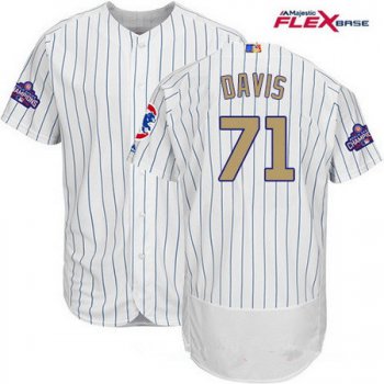 Men's Majestic Chicago Cubs #71 Wade Davis White 2017 Gold Program Flexbase Authentic Collection MLB Jersey