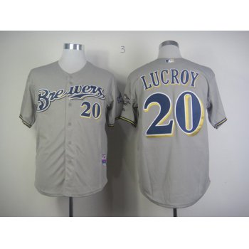 Milwaukee Brewers #20 Jonathan Lucroy Gray Jersey