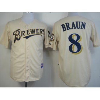 Milwaukee Brewers #8 Ryan Braun Cream Jersey