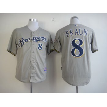 Milwaukee Brewers #8 Ryan Braun Gray Jersey