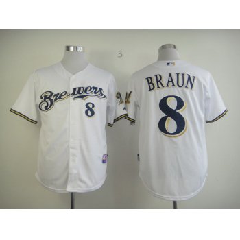 Milwaukee Brewers #8 Ryan Braun White Jersey