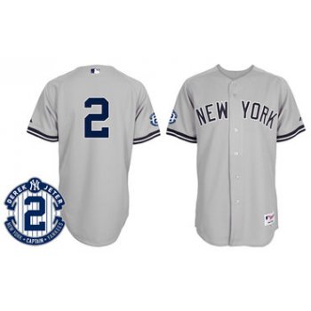 New York Yankees #2 Derek Jeter Gray Retirement Patch Jersey