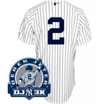 New York Yankees #2 Derek Jeter White DJ3K Patch Jersey