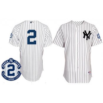 New York Yankees #2 Derek Jeter White Retirement Patch Jersey