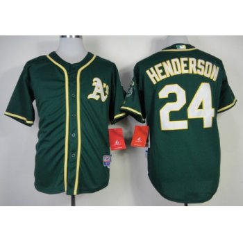 Oakland Athletics #24 Rickey Henderson 2014 Dark Green Jersey