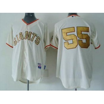 San Francisco Giants #55 Tim Lincecum Cream With Gold Jersey