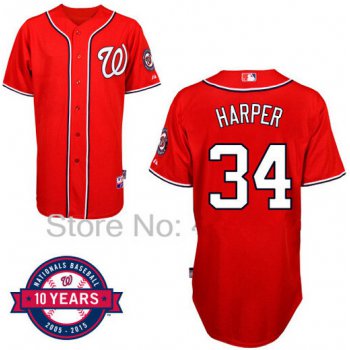 Washington Nationals #34 Bryce Harper Red 10TH Jersey