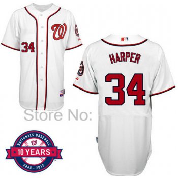 Washington Nationals #34 Bryce Harper White 10TH Jersey