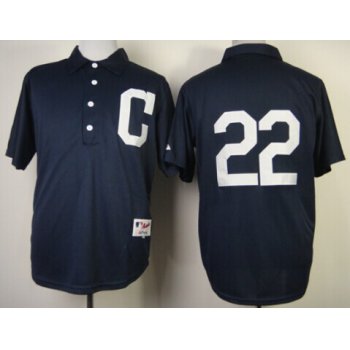 Cleveland Indians #22 Jason Kipnis 1902 Navy Blue Jersey