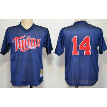 Minnesota Twins #14 Kent Hrbek 1991 Mesh BP Navy Blue Throwback Jersey