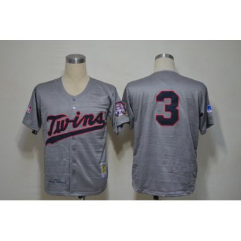 Minnesota Twins #3 Harmon Killebrew 1969 Gray Wool Throwback Jersey