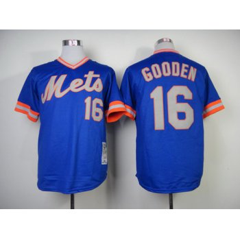 New York Mets #16 Dwight Gooden 1983 Blue Throwback Jersey