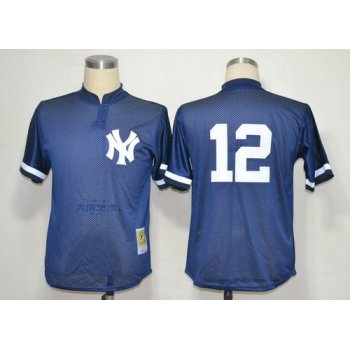 New York Yankees #12 Wade Boggs 1995 Mesh BP Navy Blue Throwback Jersey