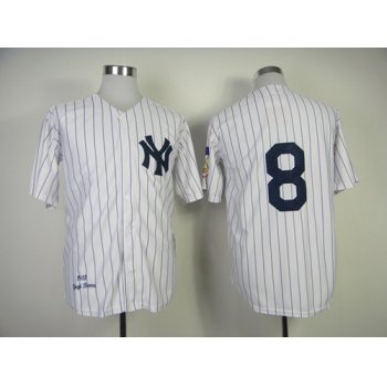 New York Yankees #8 Yogi Berra 1951 White Throwback Jersey