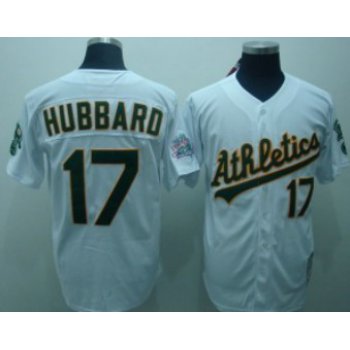 Oakland Athletics #17 Glenn Hubbard White Throwback Jersey